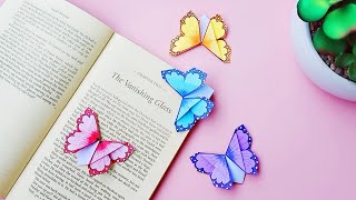 Easy DIY Origami Butterfly Bookmark  Bookmark Ideas  How to make bookmark  Farjanas craft [upl. by Eniotna]