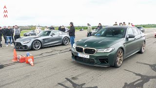 900HP MercedesAMG GT R Pro vs 660HP BMW M5 CS [upl. by Bywaters]