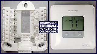 Honeywell Thermostat Instructions Wire Terminals Functions Color Code Furnace and AC Heat Pump [upl. by Henrietta102]