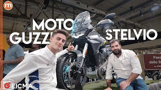 Moto Guzzi Stelvio 2024  A EICMA 2023 la versione definitiva della crossover super tecnologica [upl. by Ihcelek]