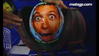 Valentino Rossi shows off new helmet design at Mugello [upl. by Ylrbmik45]