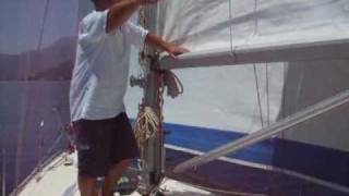 Reefing a main sail  Demonstration [upl. by Aij]