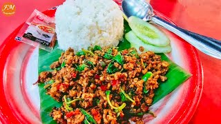 Thai Basil Pork Rice PAD KRA PAO  Bangkok Street Food [upl. by Anytsirhc]