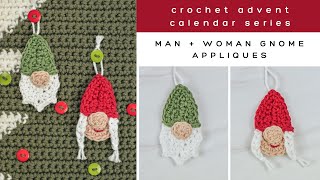 Crochet Gnome Appliqué Tutorial  Crochet Advent Calendar Series [upl. by Annawik]