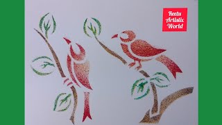 Stencil Art  Sprey Painting  How to make an Easy Stencil Design Step by Step [upl. by Anitsirhcairam]