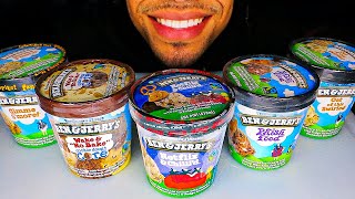 ASMR EATING BEN AND JERRYS ICE CREAM NETFIX AND CHILL HALF BAKED COOKIE DOUGH CHALLENGE NO TALKING [upl. by Woothen425]