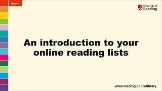 An introduction to your online reading lists [upl. by Ellicec]