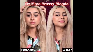 Toning brassy blonde hair at home shorts [upl. by Ulysses]