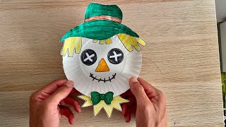 Scarecrow Paper Craft  Paper Plate Craft Ideas  Fall Homeschooling Activities [upl. by Bough]