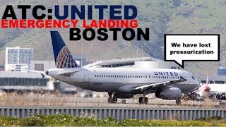 Live ATC United Airbus A320 Emergency Landing  Boston BOS [upl. by Ynattir610]