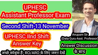 uphesc answer key second shift 13 november 2021  uphesc assistant professor question paper [upl. by Elttil]