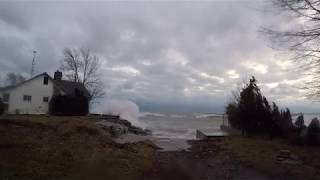 Belleview Beach Road in Wainfleet  waves crashing during windstorm on Wednesday November 27 2019 [upl. by Zul]