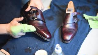 ASMR How to shine Meermin double monk strap shoes [upl. by Borer484]