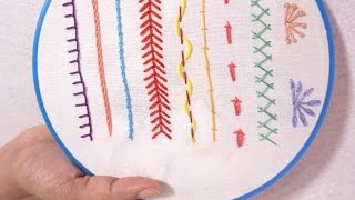 Hand Embroidery for Beginners  Part 5  10 Basic Stitches  HandiWorks 69 [upl. by Quenna]