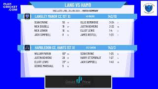 Langley Manor CC 1st XI v Hambledon CC Hants 1st XI [upl. by Auqinaj]