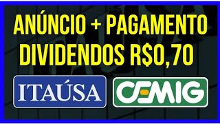 CMIG4  CEMIG BILHÃ•ES em PROVENTOS ITAÃšSA NOVO ANÃšNCIO dividendos bolsadevalores cmig4 itsa4 [upl. by Eendys]