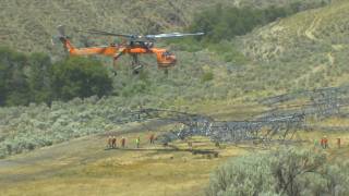 BPA Footage Skycrane Construction on McNaryJohn Day 500kV Transmission Line [upl. by Ahsenyt]