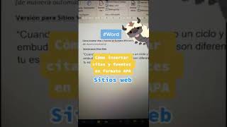 💡Cómo insertar citas y fuentes de SITIOS WEB en formato APA con WORD de manera automática Shorts [upl. by Fenton364]
