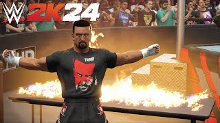 TOMMY DREAMER Entrance with Theme GFX  WWE2K24 [upl. by Nerak]