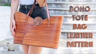 Oversized Boho Tote Bag  PDF Leather Crafting Pattern [upl. by Einatirb]