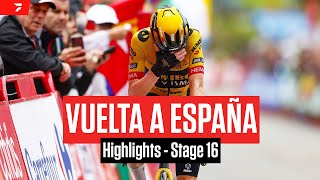 Highlights 2023 Vuelta a España Stage 16  Vingegaard Wins For Teammate Van Hooydonck [upl. by Aikenahs72]