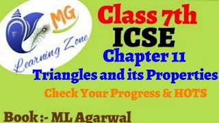 Class 7th ICSE Math  Ch 11  Triangles and its Properties  Check Your Progress [upl. by Teddy]