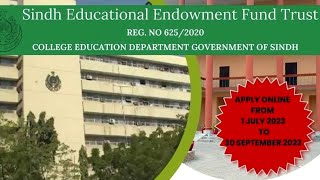 Sindh Educational Endowment Fund Scholarship 2023 SEEF Scholarship 2023 SEEF Trust Scholarship 2023 [upl. by Kling]