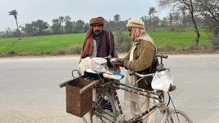 Old method of selling street food on bike and eating village life [upl. by Nwotna180]