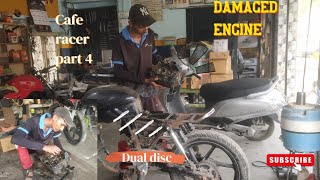 cafe racer engine damaged 😱 cafe racer dual disk 💥 [upl. by Nalliuq]