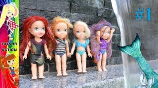 Anna and Elsa Toddlers Mermaids  Disney Princess New Years Pool Party  1 Ariel Toys amp Dolls [upl. by Hamforrd]