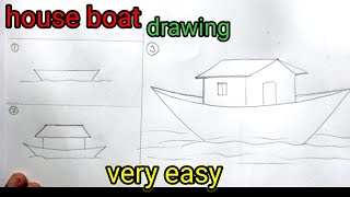 House boat drawing easy waytypes of househouse in a boathouseboat [upl. by Guthrie]