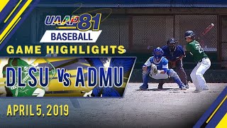 UAAP 81 Baseball Finals DLSU vs ADMU  Game Highlights  April 5 2019 [upl. by Ilrak]