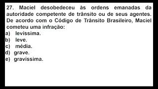 Legislação de trânsito  Prova FEPESE  2022  Prefeitura de Guatambú  SC  motorista 27 [upl. by Tihw]