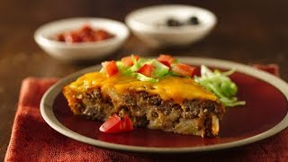 Impossibly Easy Taco Pie  Betty Crocker Recipe [upl. by Lahcim]