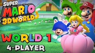 Super Mario 3D World  World 1 4Player [upl. by Aisenat]