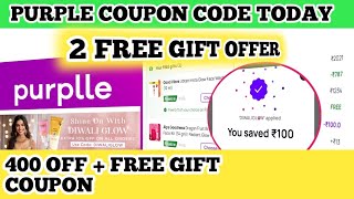 purple coupon code today  2 free gift offer  Purplle coupon 100 off [upl. by Arateehc]