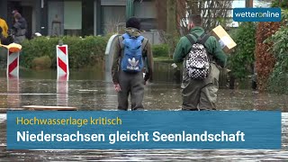 Hochwasserlage weiterhin kritisch  Niedersachsen gleicht Seenlandschaft [upl. by Bronwen]