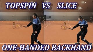 Onehanded Backhand  Topspin Vs Slice Tennis Technique Comparison [upl. by Eleon]