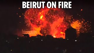 Huge explosion erupts in Beirut after ‘Israeli airstrikes on Hezbollah targets’ [upl. by Clovis]