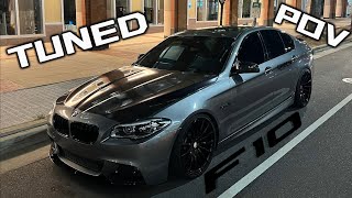 400 HP BMW F10 535i DOWNTOWN CITY NIGHT POV STRAIGHT PIPED N55 [upl. by Imik253]