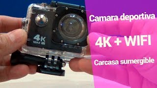 🔻🔻 Cámara deportiva 4K WiFi con carcasa sumergible Review instalación y configuración Camara acción [upl. by Asirram]