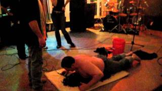 Pete Tino The Human Floor walking on broken glass 11122011 at Dianes Deli in Pittston PA [upl. by Ailadi327]