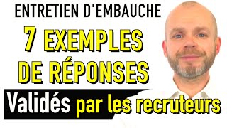 7 EXEMPLES de RÉPONSES  ENTRETIEN D’EMBAUCHE QUESTIONS RÉPONSES Simulation [upl. by Lauter515]