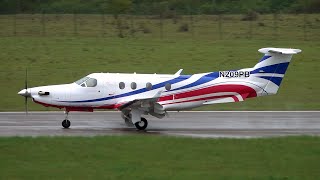 Pilatus PC12 N209PB  Stormy Landing Startup and Take Off [upl. by Annelise]