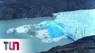 Las increíbles imágenes de un desprendimiento de hielo en el glaciar Viedma [upl. by Steven]