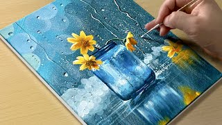 Rainy Day Painting  Acrylic Painting for Beginners [upl. by Yelats]