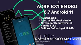 Review Custom ROM Aosp Extended 87 Android 11  Redmi 9  Poco M2 [upl. by Olra]