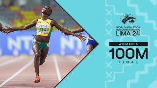 Jamaicas Alana Reid 🇯🇲 powers to 100m world U20 title  World Athletics U20 Championships Lima 24 [upl. by Christen]