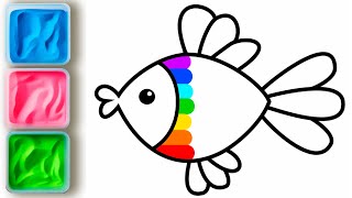 Sand Coloring Fish  Sand Coloring Page for kids and toddlers [upl. by Leibrag]