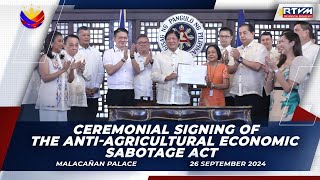 Ceremonial Signing of the AntiAgricultural Economic Sabotage Act [upl. by Rosane755]